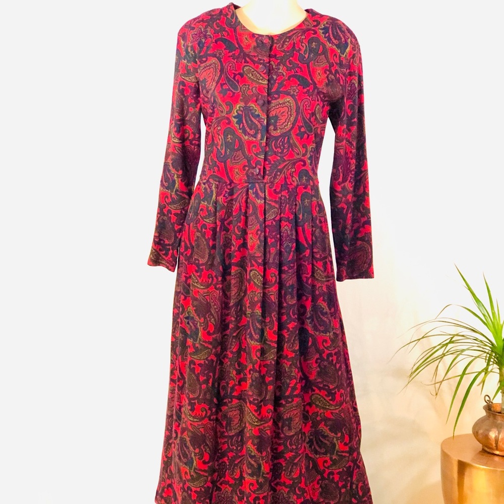 Red Paisley Cotton Dress